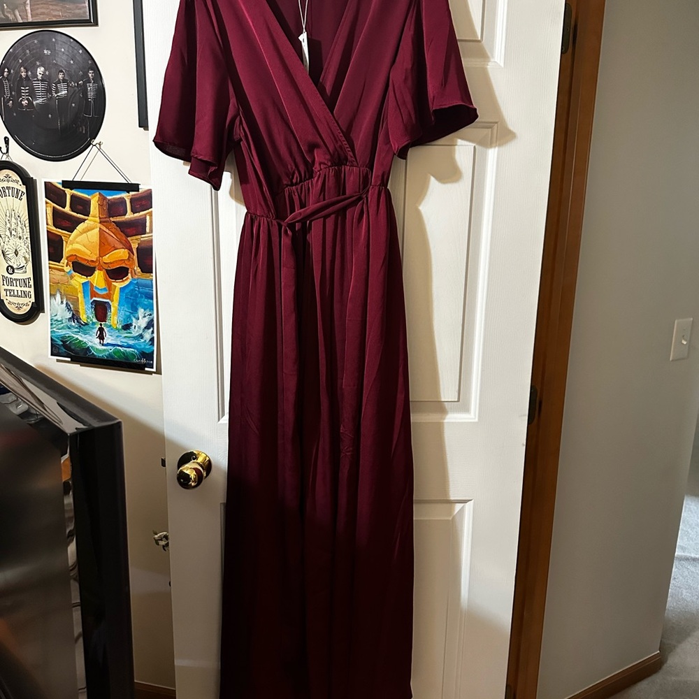BNWT Baltic Born Sicily Burgundy Satin Maxi Dress